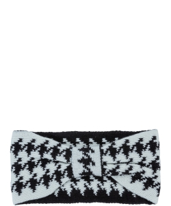 Houndstooth Pattern Knitted Head Band HN320071 WHITE